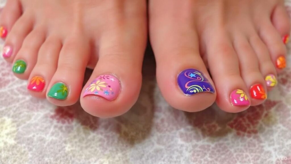 Pedicura con Colores Vibrantes