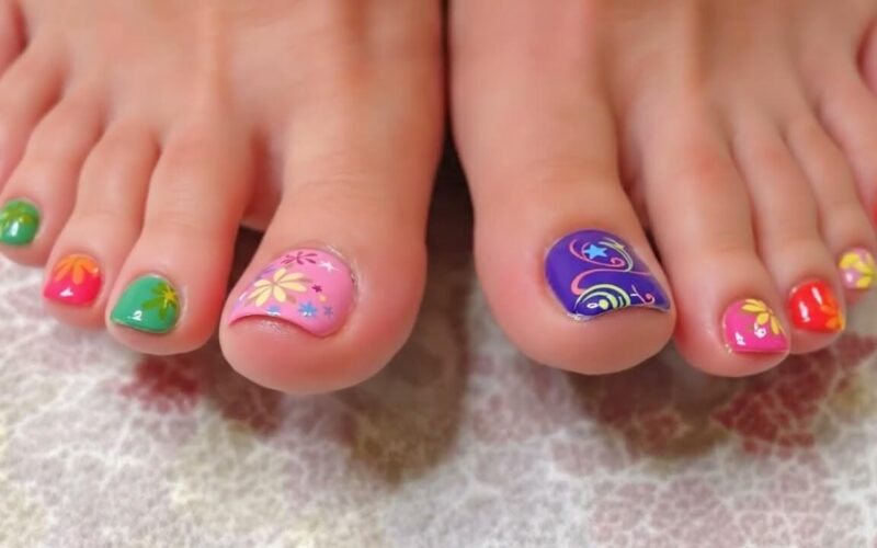 Pedicura con Colores Vibrantes